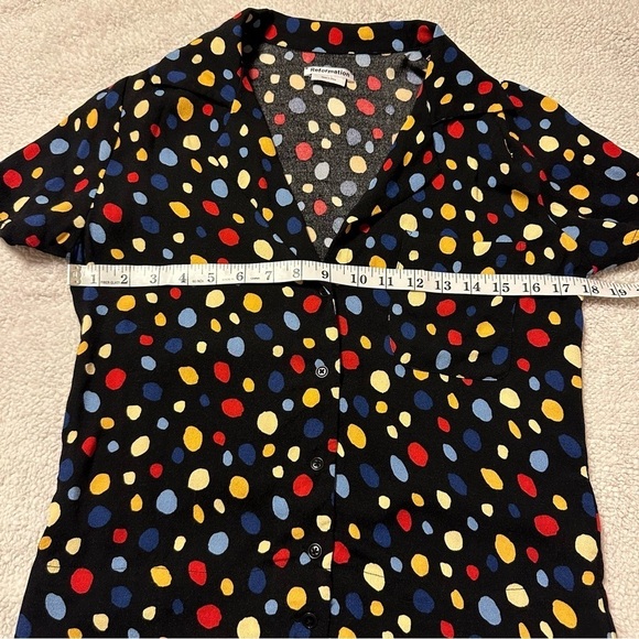 Reformation Cuba Top in Fiesta Black Polka Dot Button Front Boxy Mid Century Mod - Picture 5 of 12